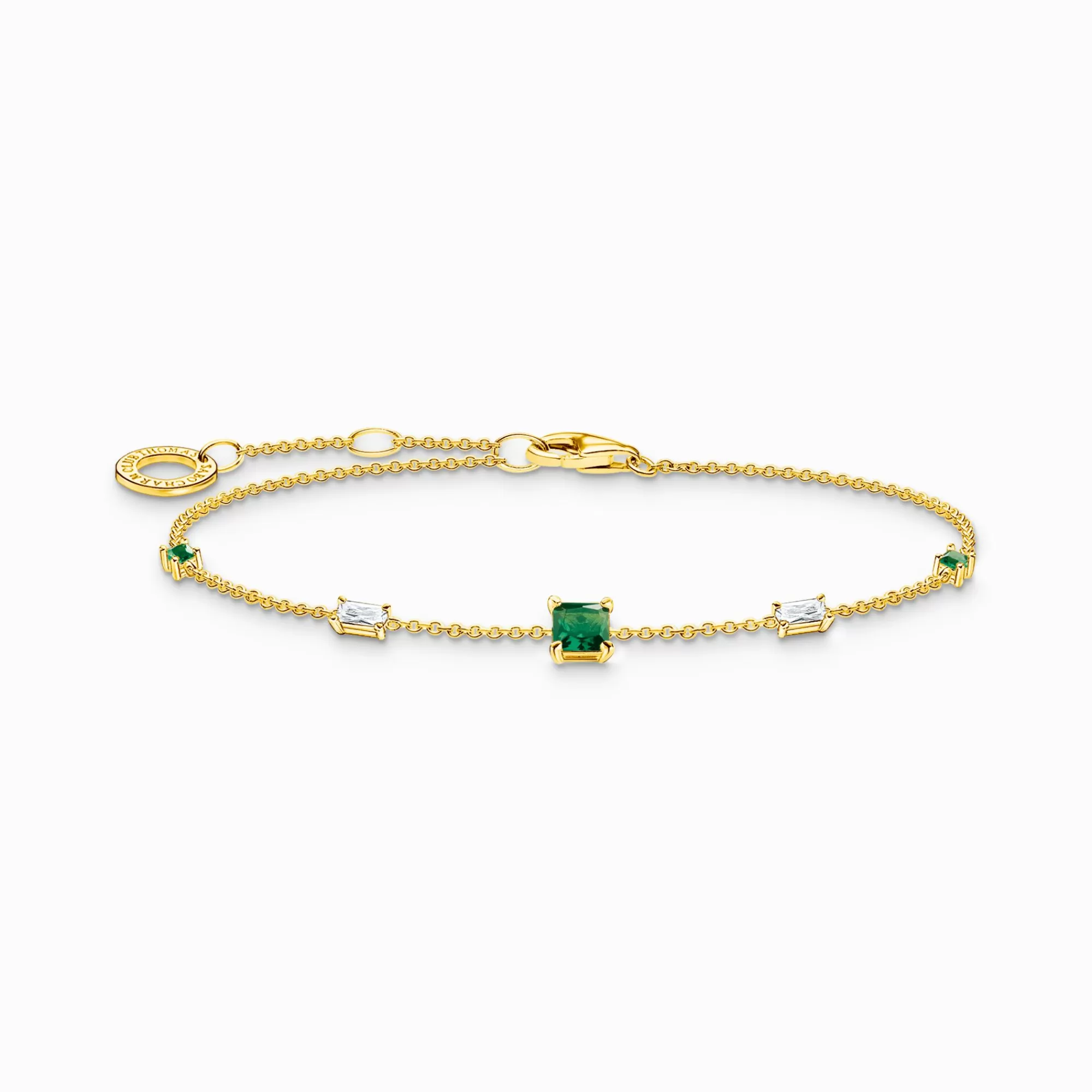 Hot Pulsera con verde y piedras blancas oro Mujer Pulseras | Baño De Oro De 18 Quilates - Plata 925