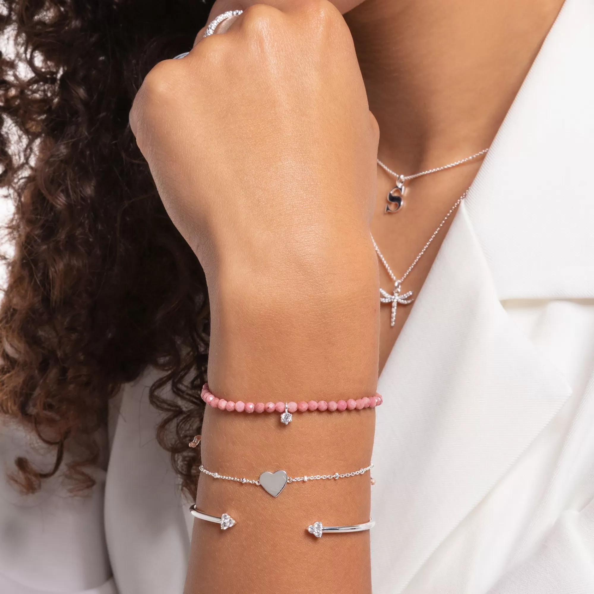 Store Pulsera corazón con bolitas plata Mujer Pulseras