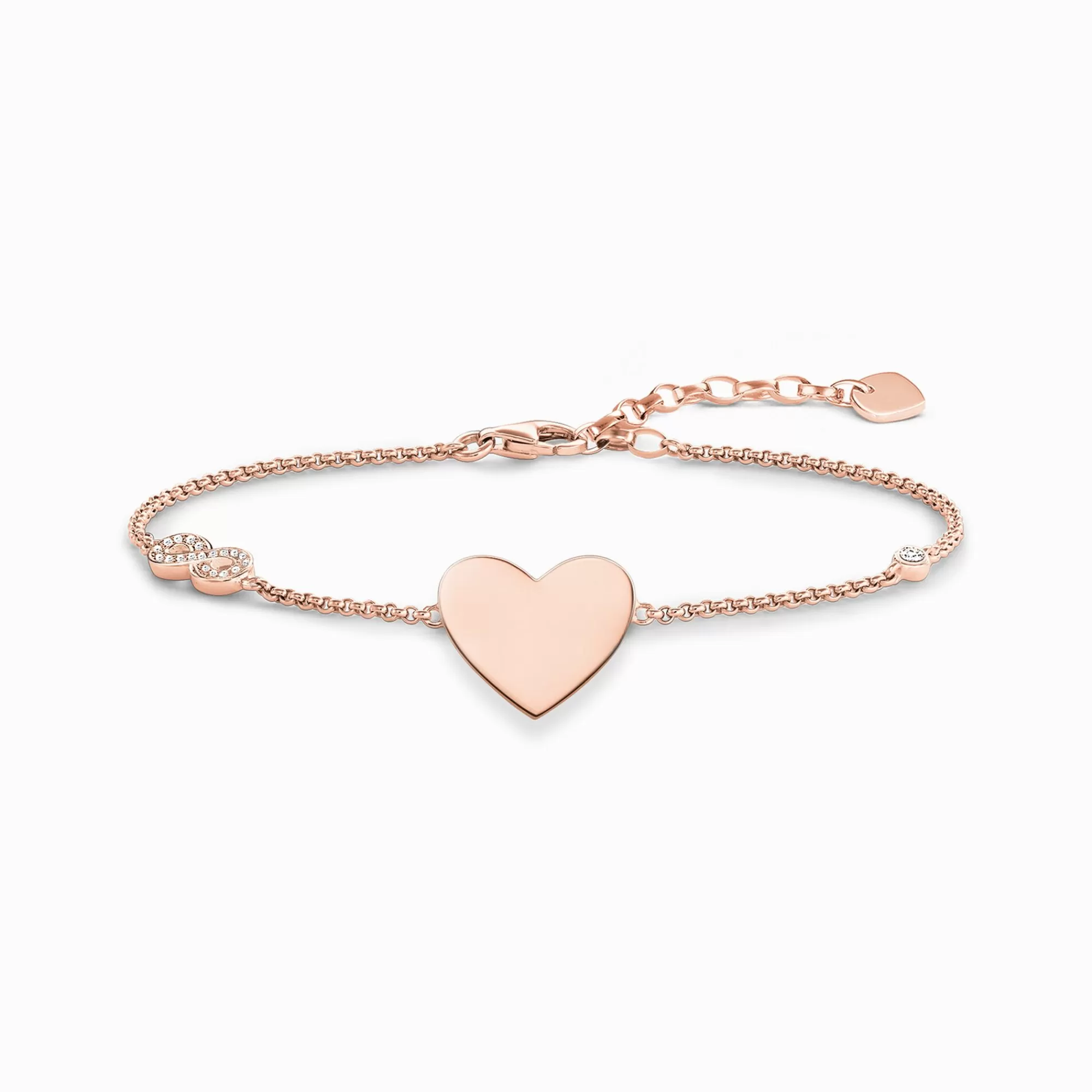 Discount Pulsera corazón e infinito Mujer Pulseras | Baño De Oro Rosa De 18 Quilates - Plata 925