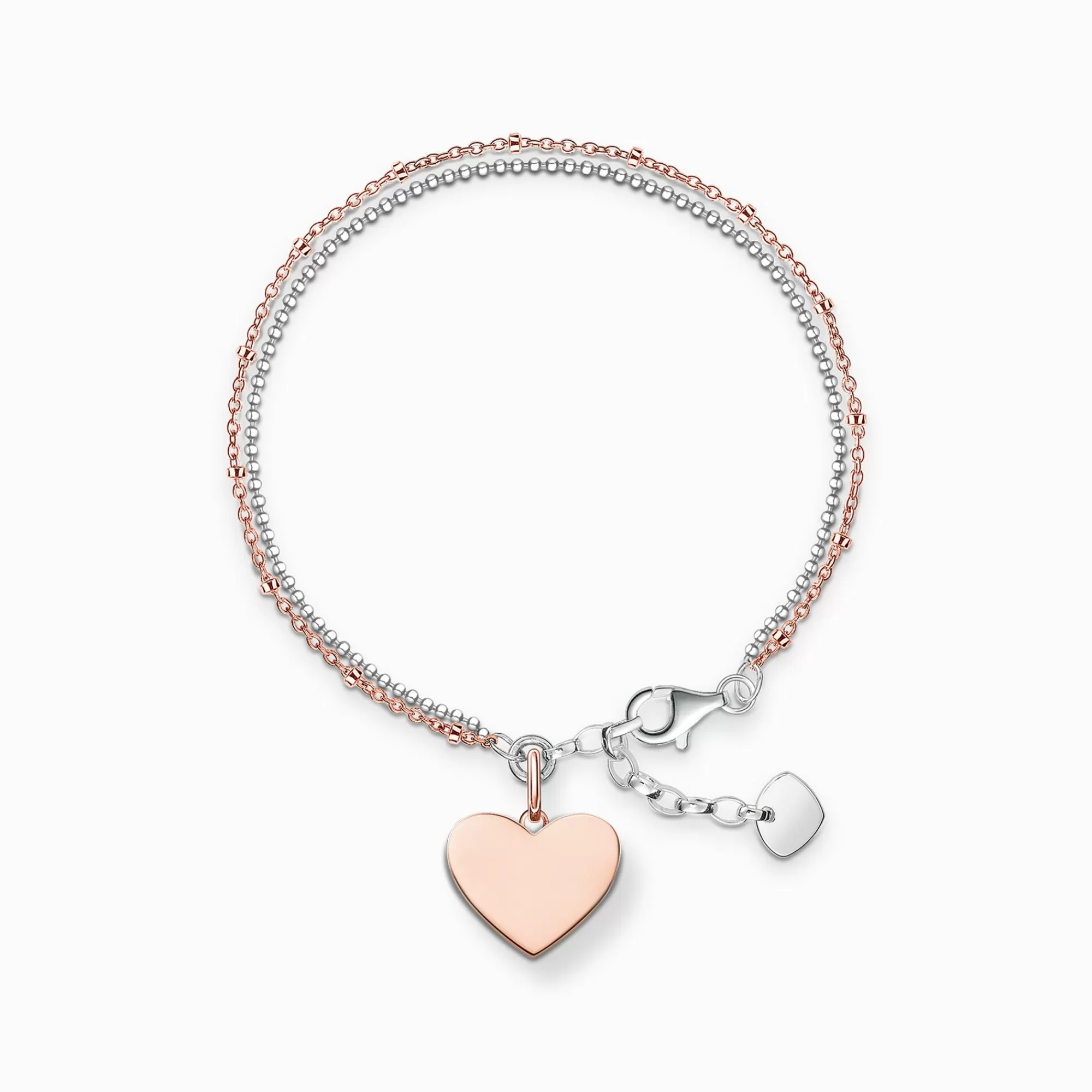 New Pulsera corazón oro rosado plata Mujer Pulseras | Baño De Oro Rosa De 18 Quilates - Plata 925