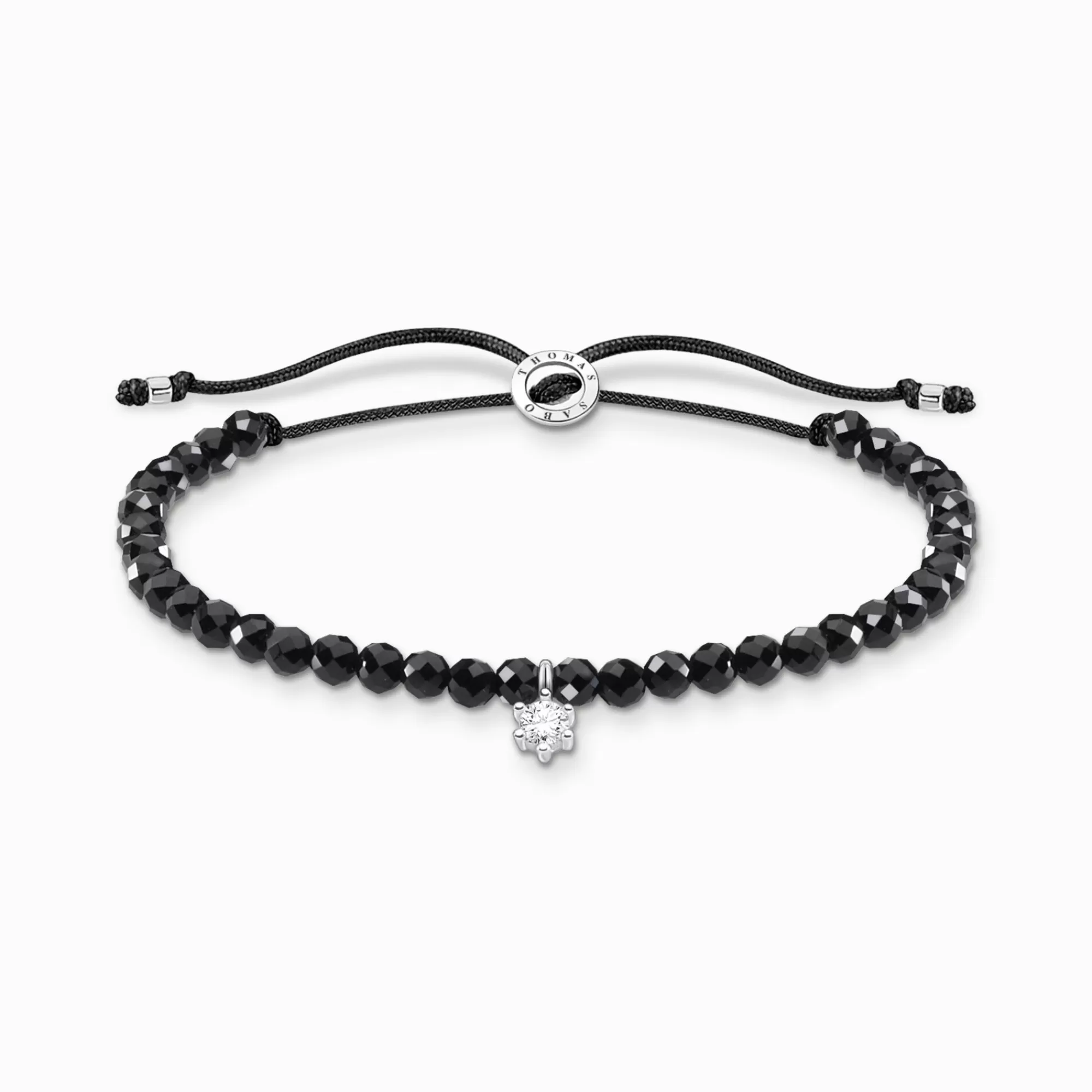 Store Pulsera cuentas negras con piedra blanca Mujer Pulseras