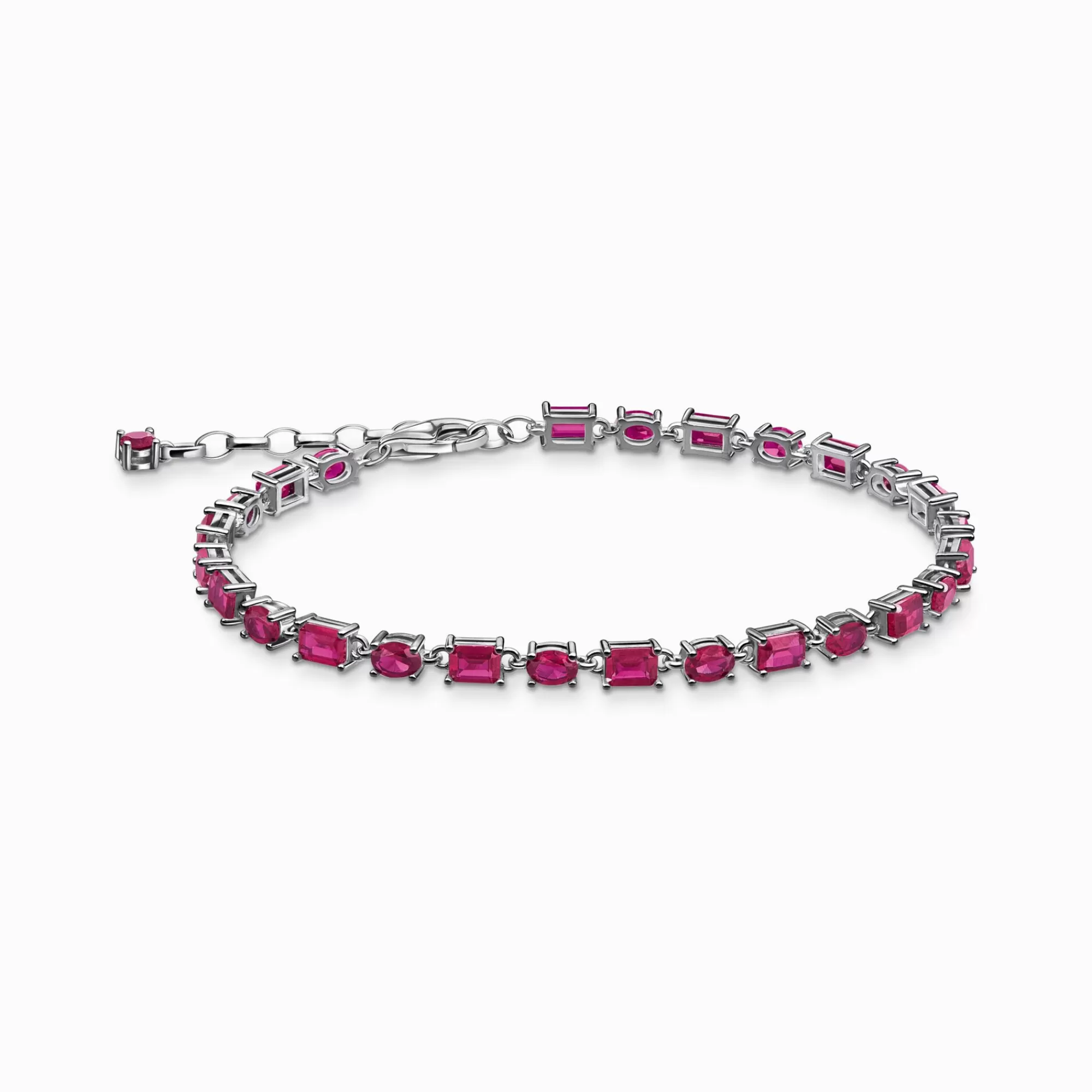 Discount Pulsera de plata ennegrecida con circonita roja rubí Mujer Pulseras | Plata 925