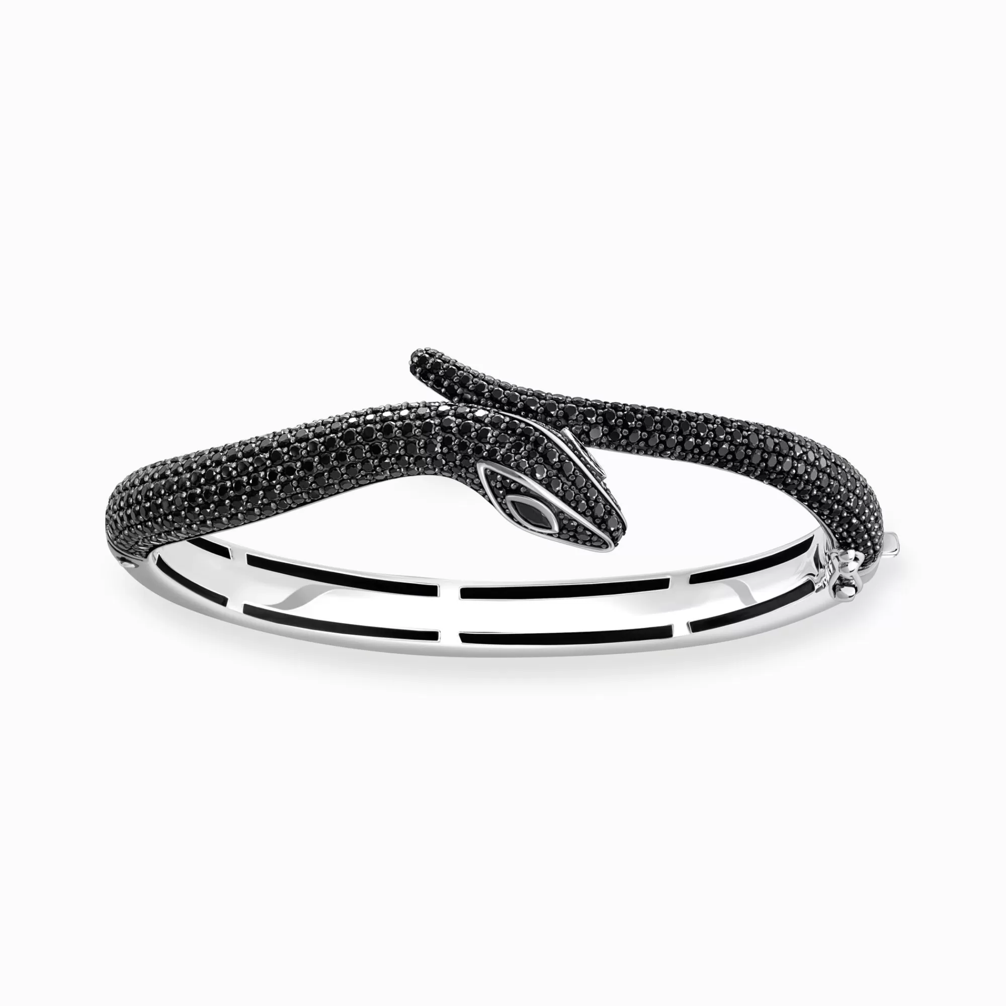 Cheap Pulsera de serpiente ennegrecida de plata con circonita negra Mujer Brazaletes | Plata 925