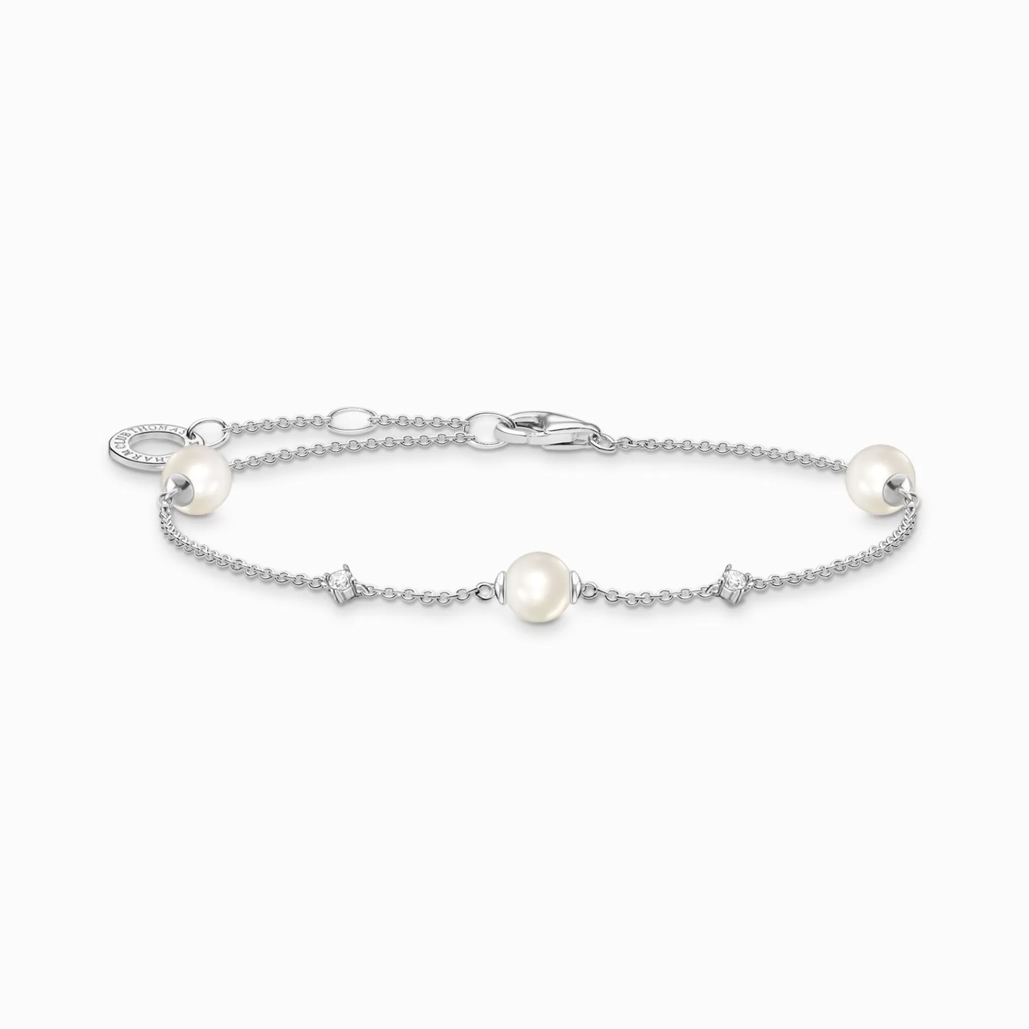 Online Pulsera perlas con piedras blancas plata Mujer Pulseras | Plata 925