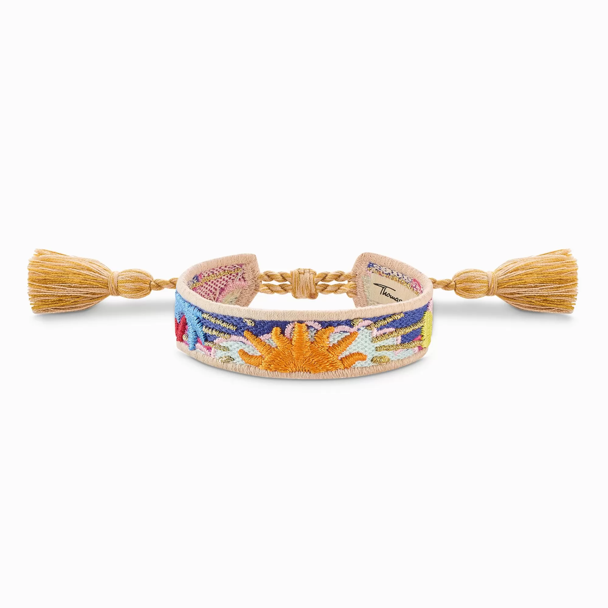 Hot Pulsera tejida con un sol, palmera y cactus en naranja, azul oscuro verde Accesorios