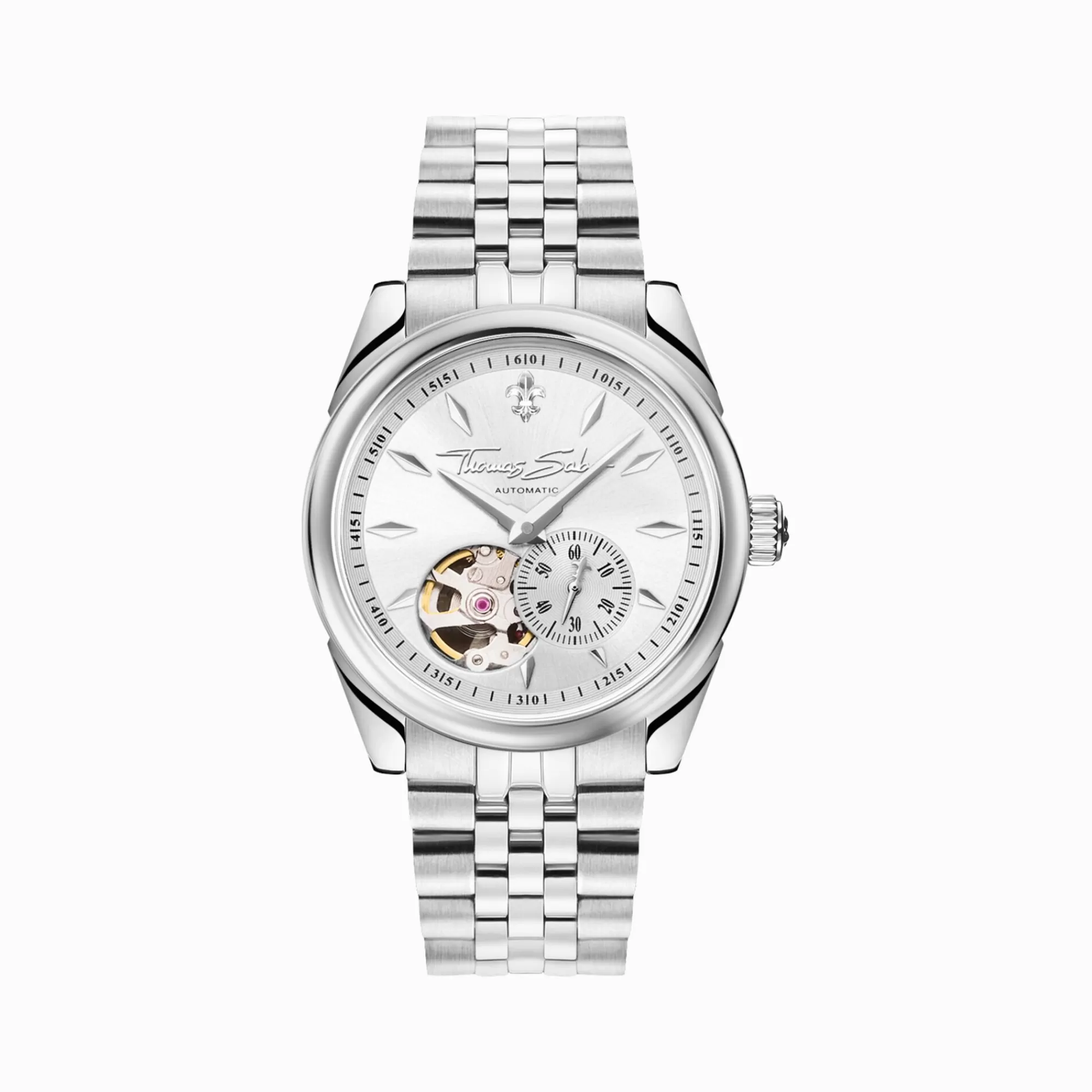 Outlet Reloj automático plateado de 36 mm con emblema de lirios Mujer Relojes | Relojes Para Mujer