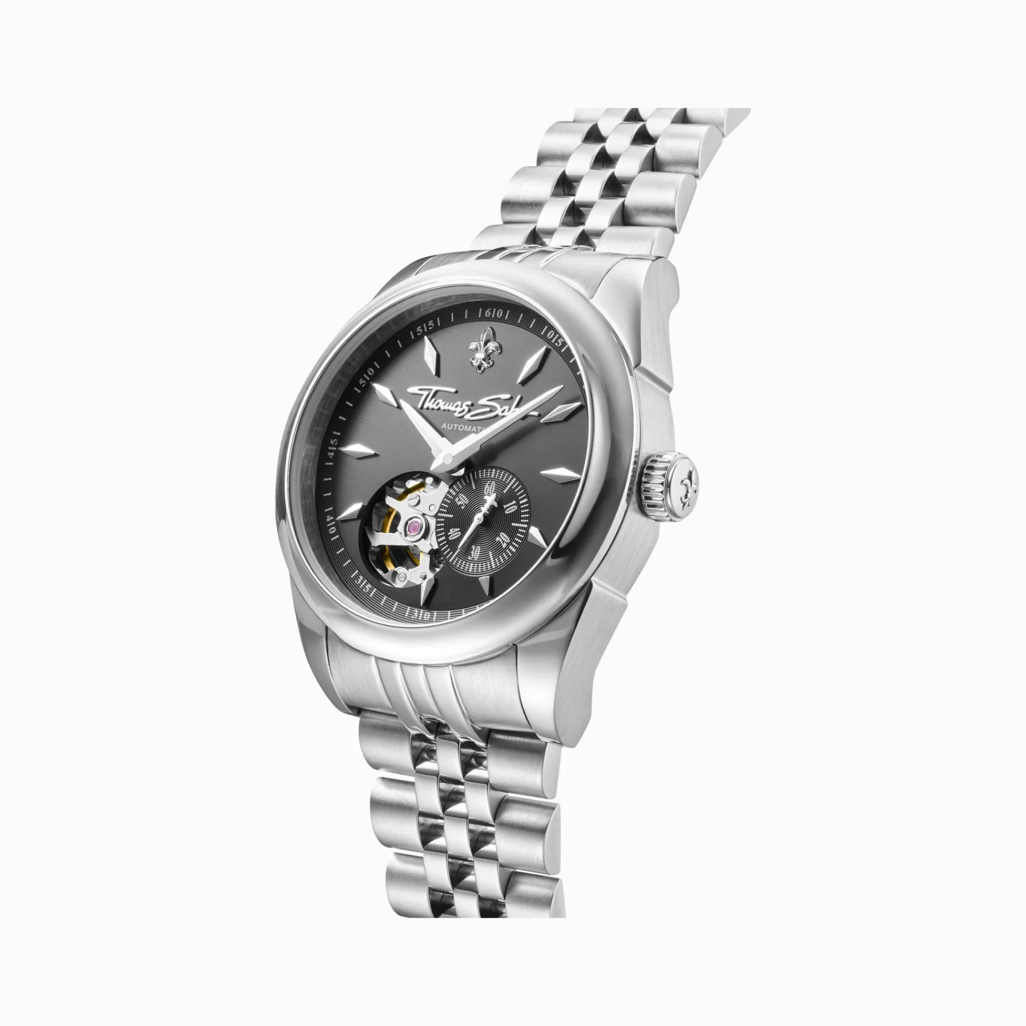 Cheap Reloj automático plateado de 36 mm con emblema de lirios Mujer Relojes | Relojes Para Mujer