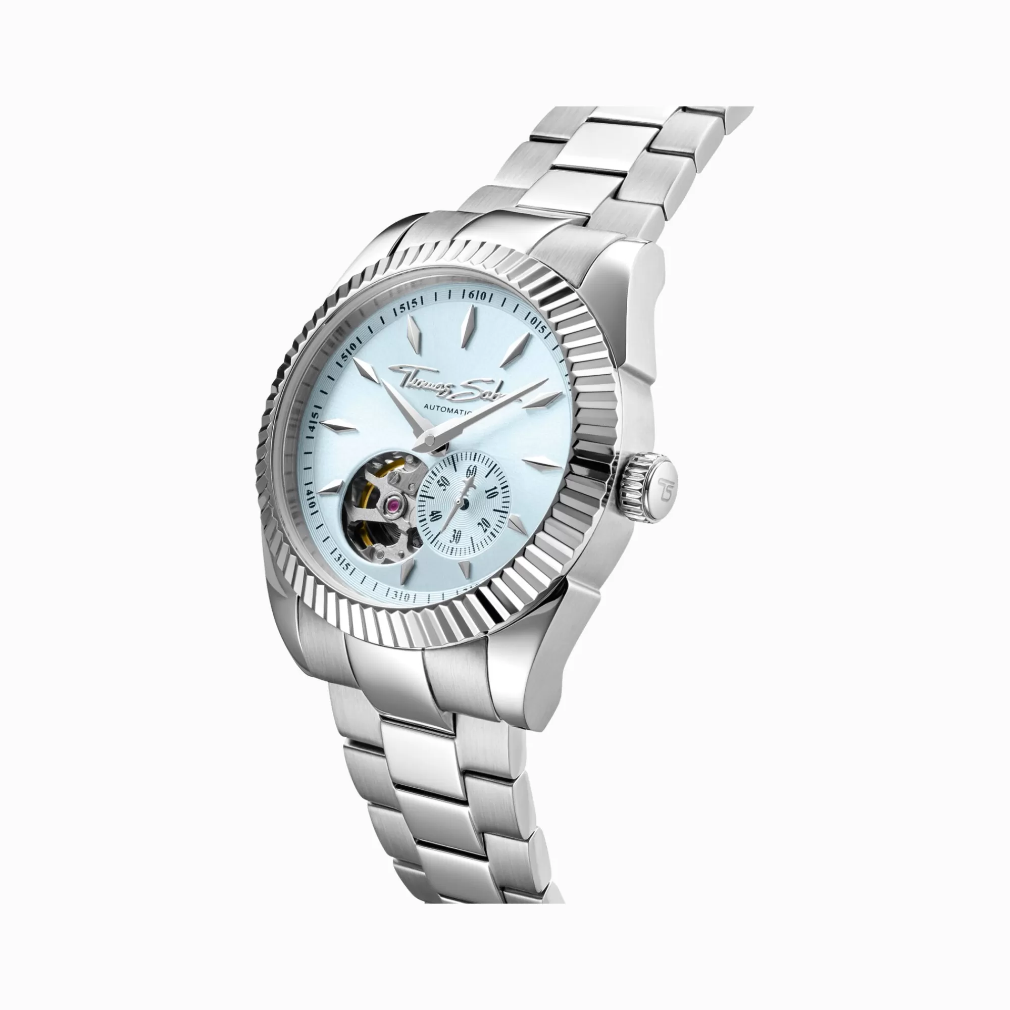 Hot Reloj automático plateado de 36 mm y esfera azul hielo Mujer Relojes | Relojes Para Mujer