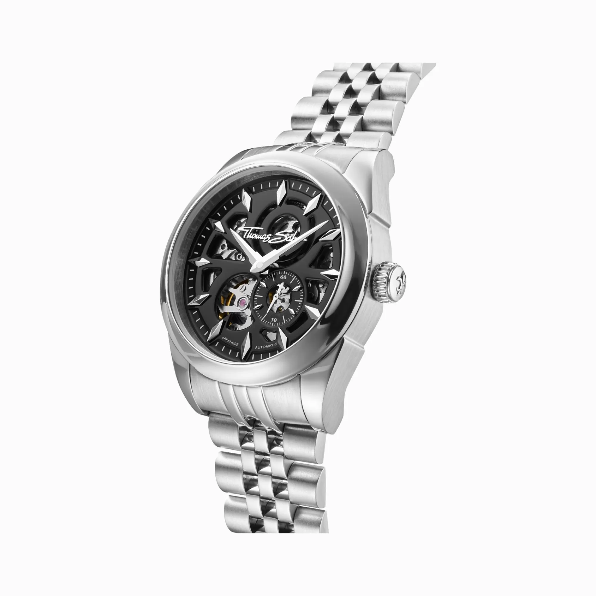 Outlet Reloj automático plateado de 41 mm y esfera negra Hombre Relojes | Relojes