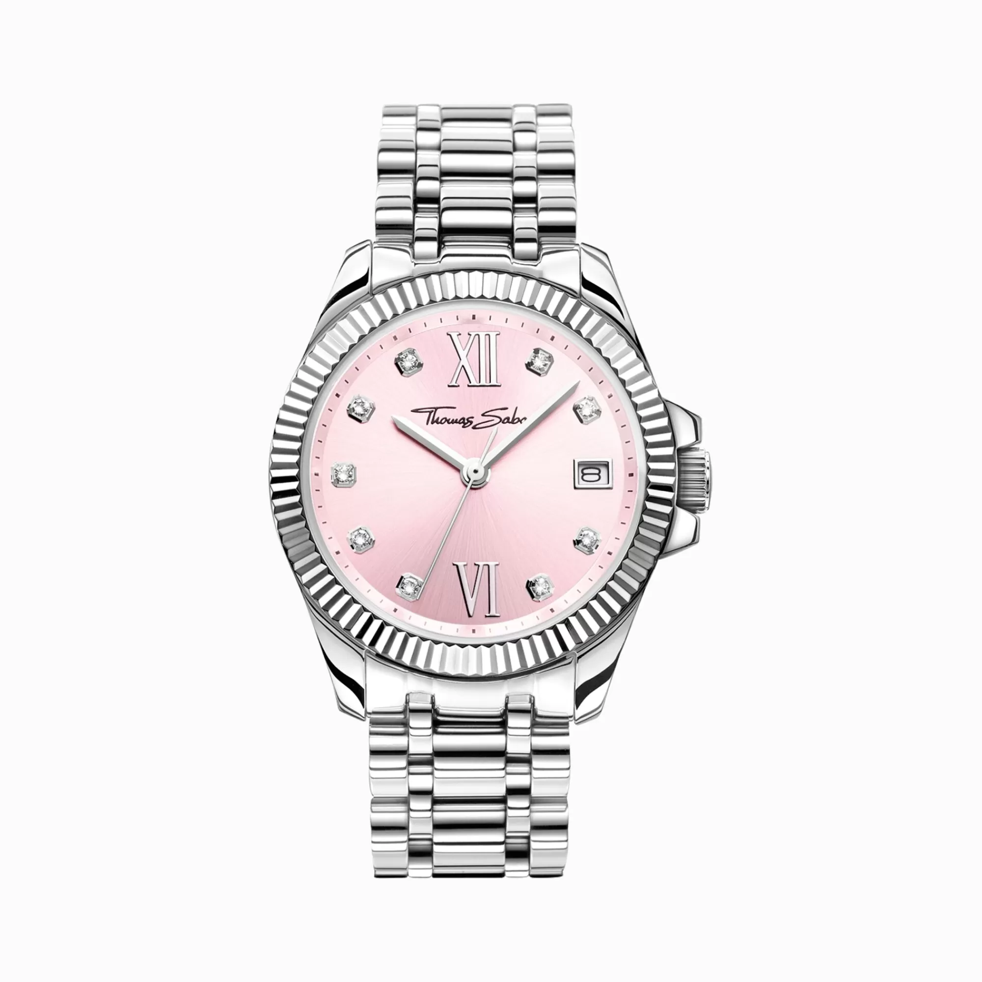 Best Sale Reloj de mujer Divine Pink con piedras blancas plateado Mujer Relojes | Relojes Para Mujer