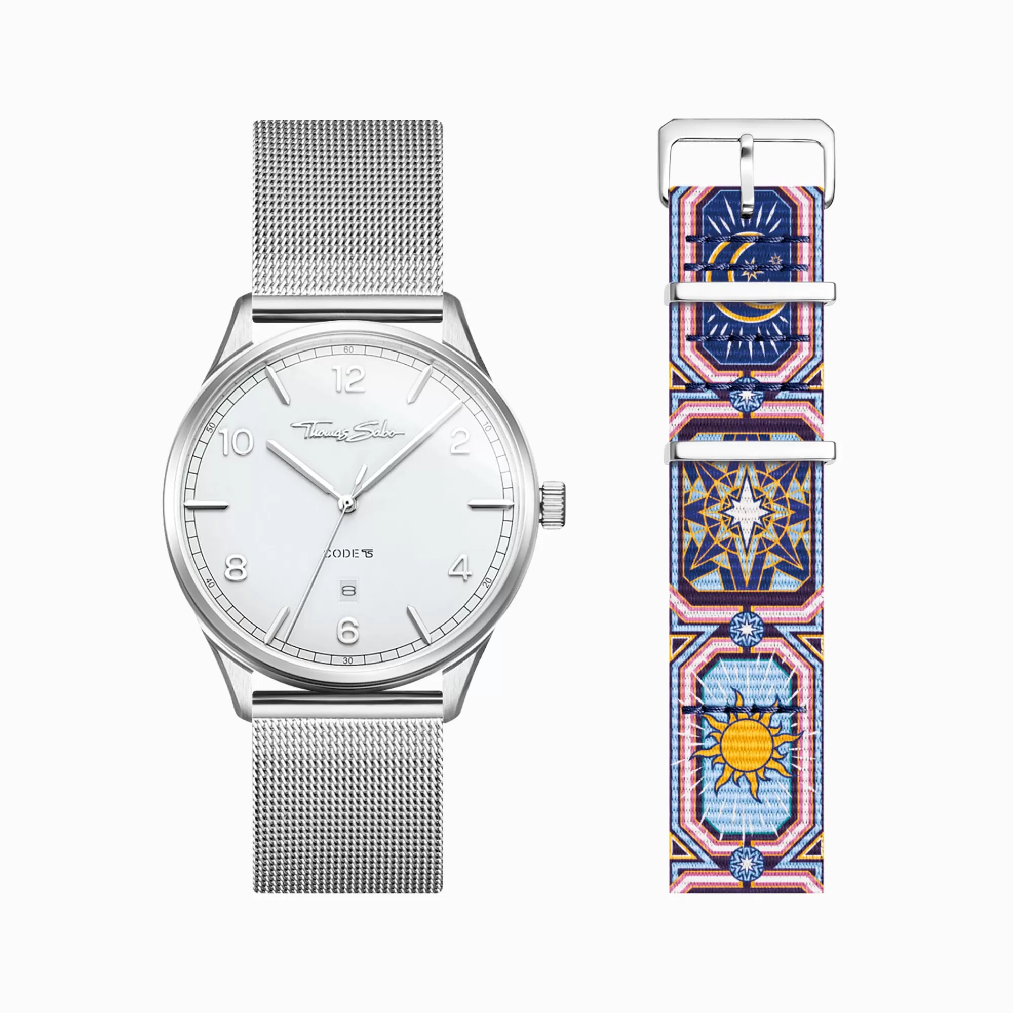 Best Sale Set Code TS reloj blanco y correa cielo nocturno multicolor Mujer Relojes | Relojes Para Mujer