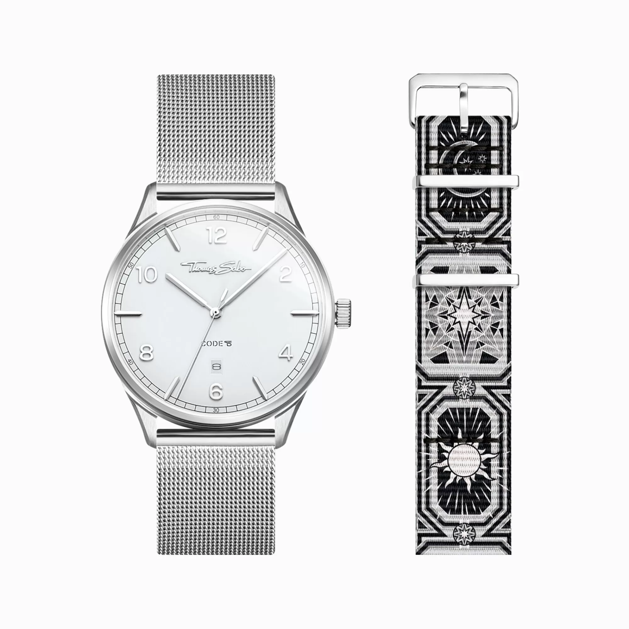 Discount Set Code TS reloj blanco y correa cielo nocturno negro Mujer Relojes | Relojes Para Mujer