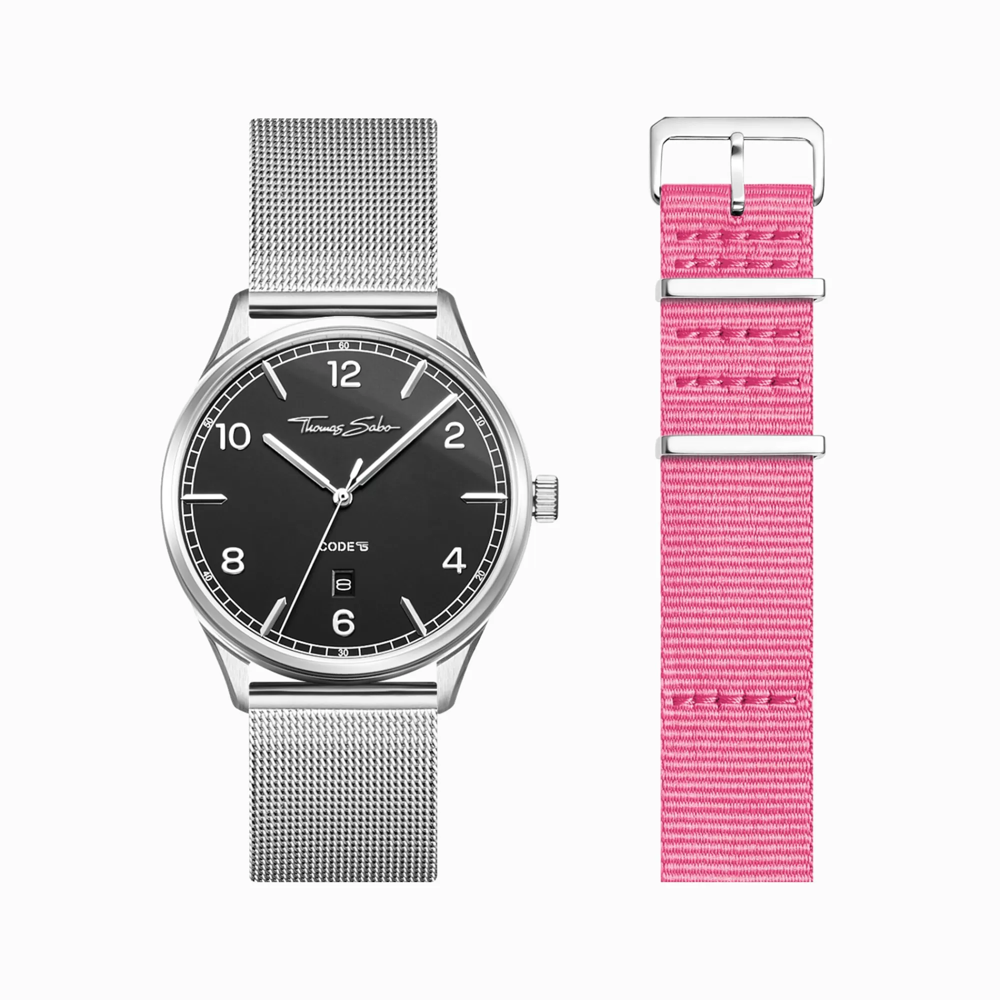 Hot Set Code TS reloj negro & correa rosa Mujer Relojes | Relojes Para Mujer